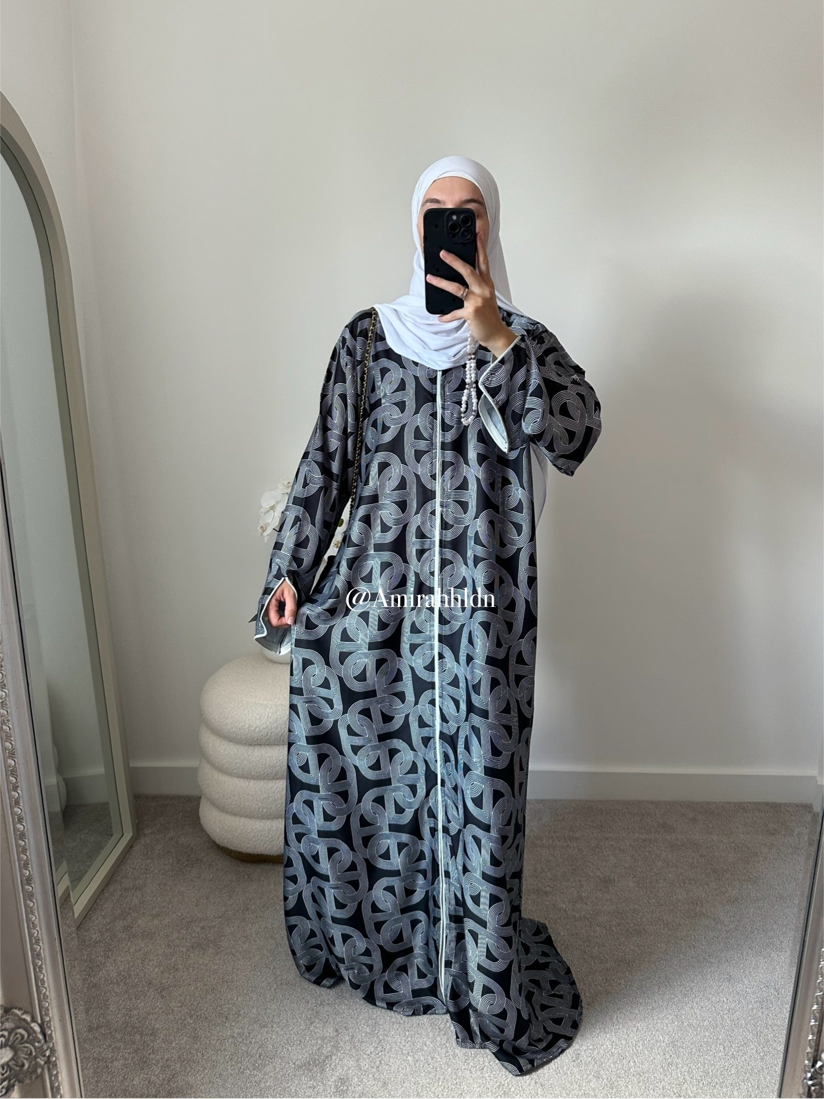 Premium satin print Chain D’Ancre Dress