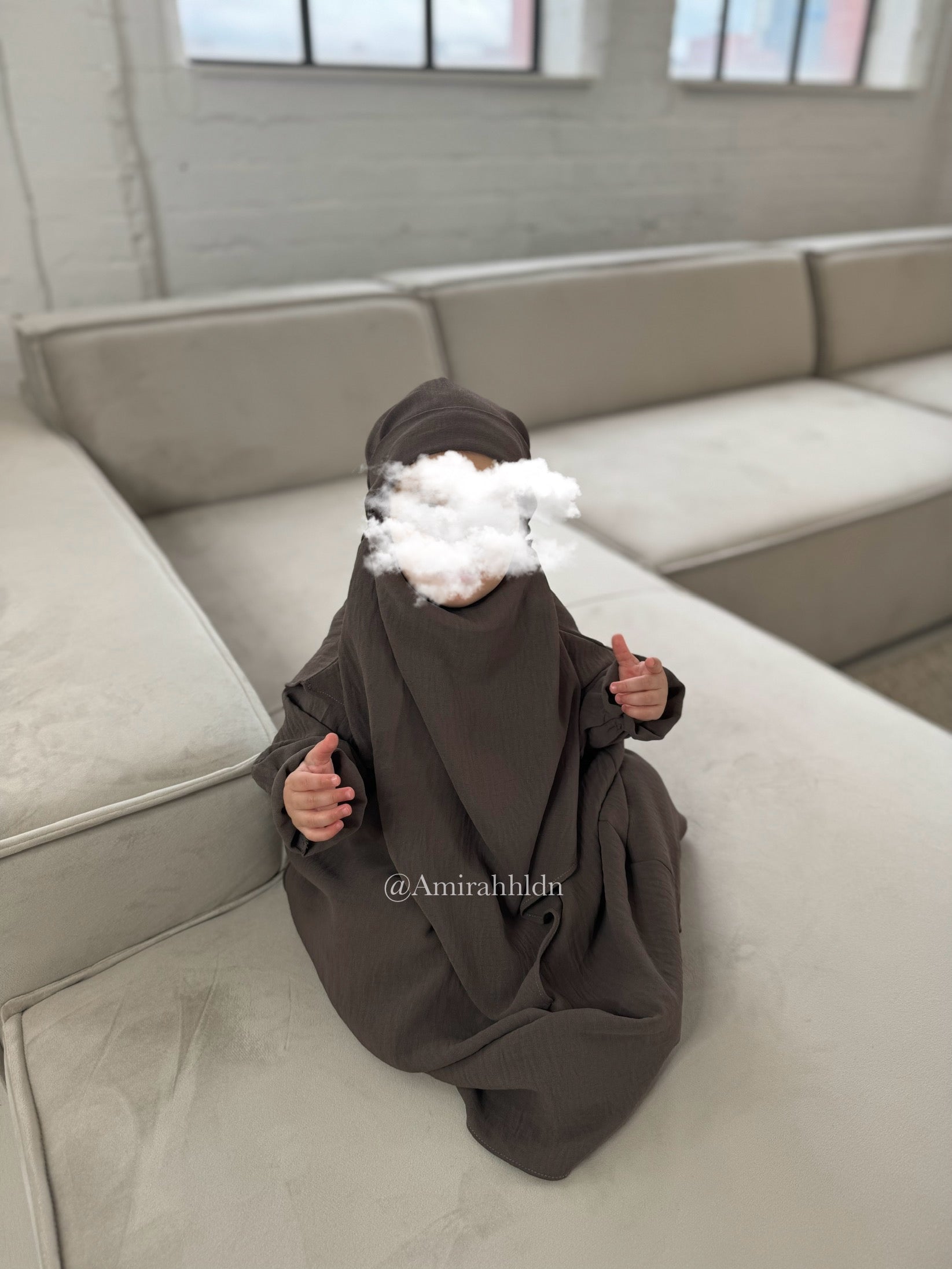 Kids Amanah abaya and Khimar set - Ruffle sleeve