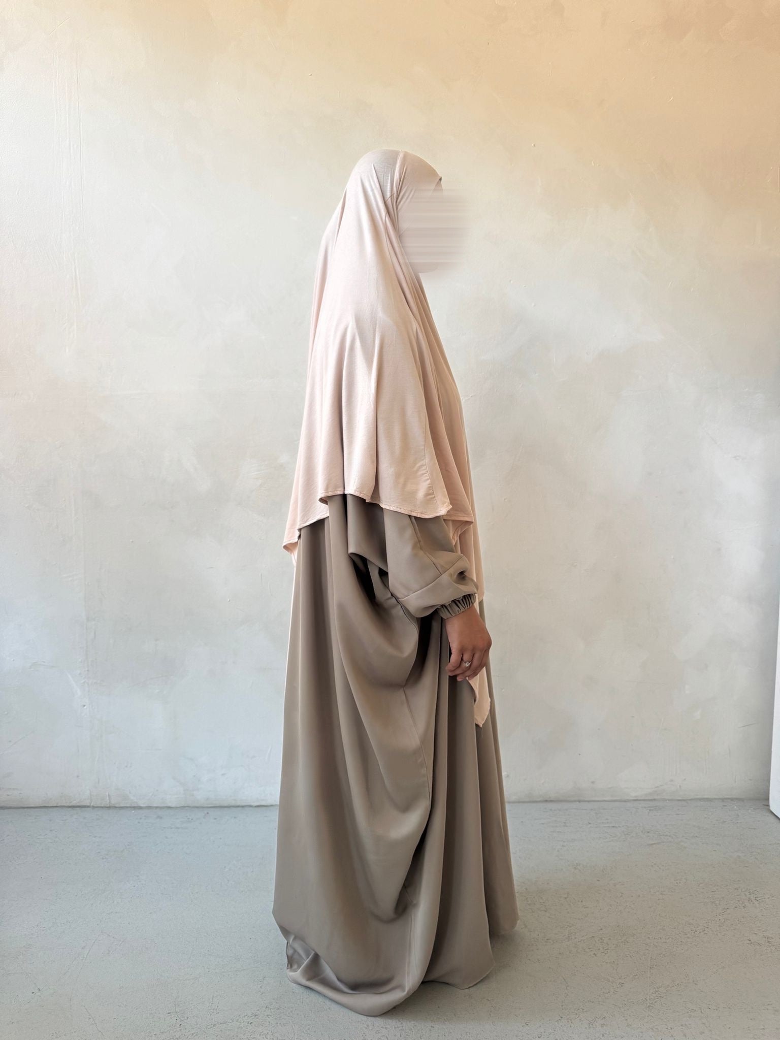 Premium Korean nida greige princesa abaya
