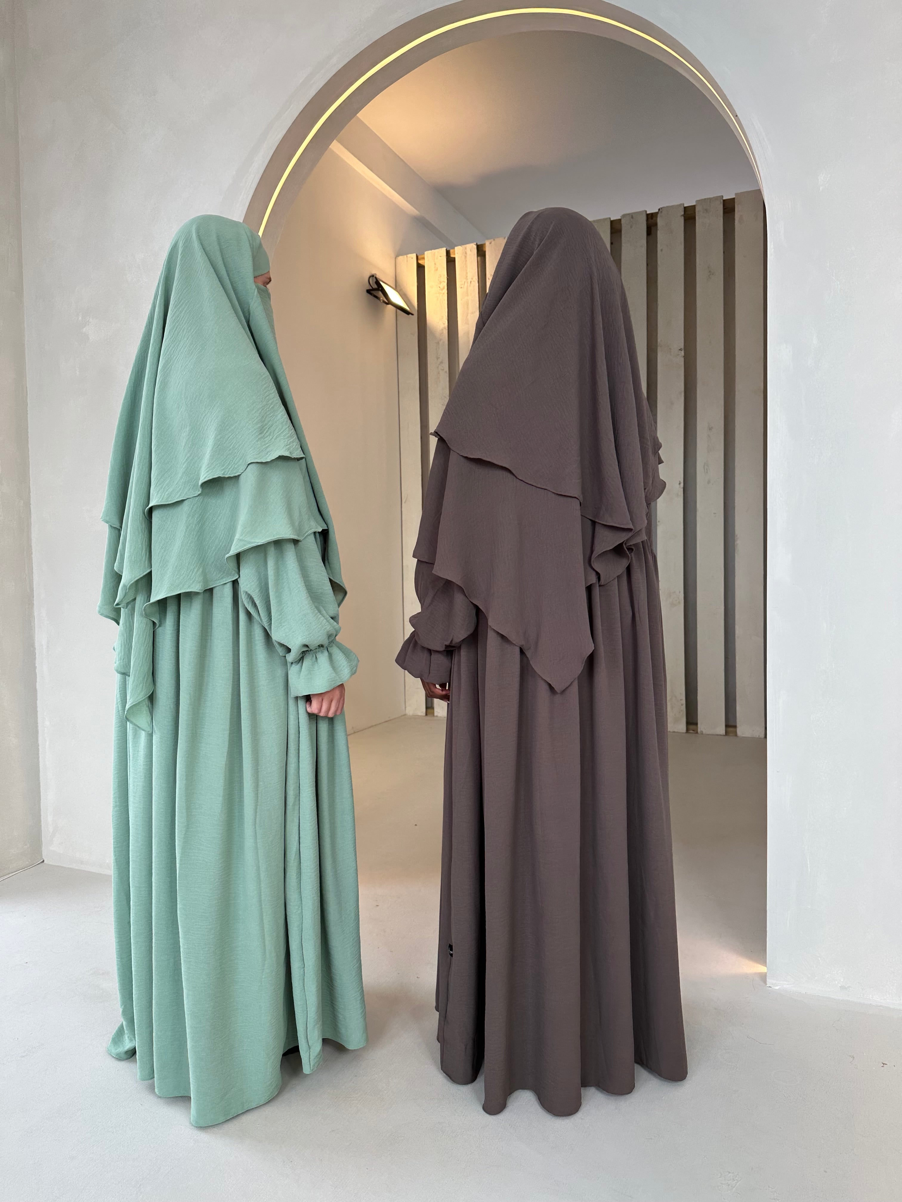Amanah abaya & Khimar set - Ruffle sleeve