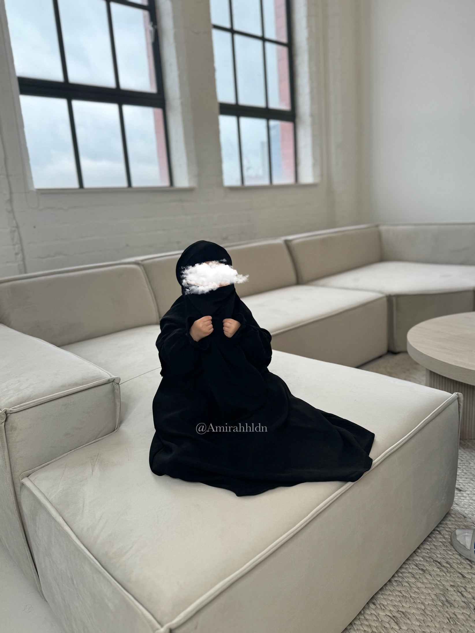 Kids Amanah abaya and Khimar set - Ruffle sleeve