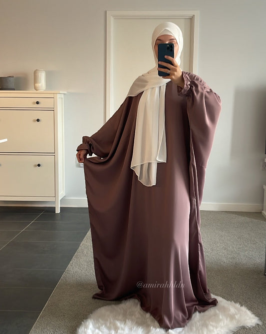 Mauve Ruffle sleeve abaya